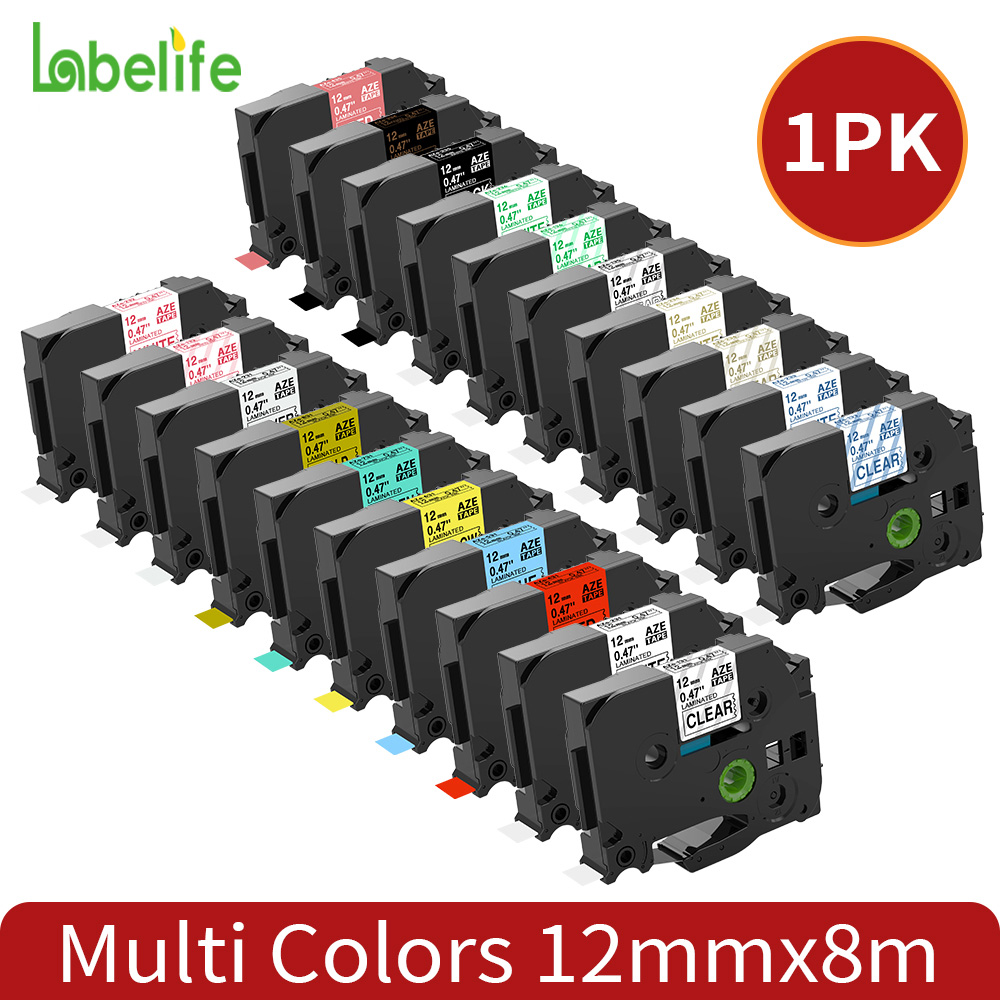 Label Printer Tape - Laminated Label Tape 12mm Compatible for