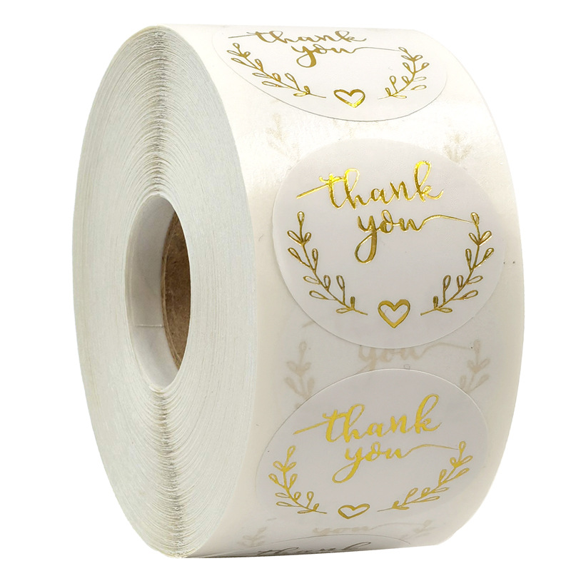 Stationery Supply Business - 100-500pcs Gold Thank You Stickers for