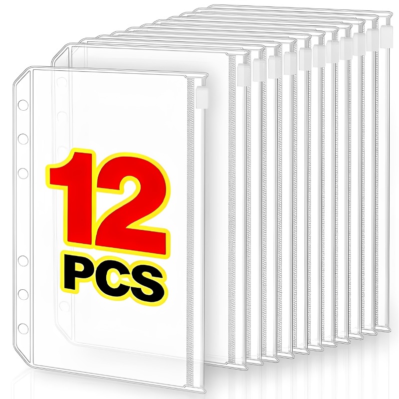 Planner Weekly Budget - 2-12Pcs Clear A6 6-Hole Binder Pockets