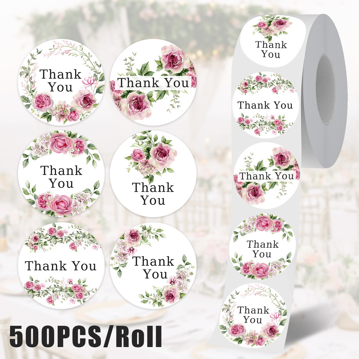 Sticker Label Roll - JCAC 500pcs/roll Thank You Stickers Waterproof