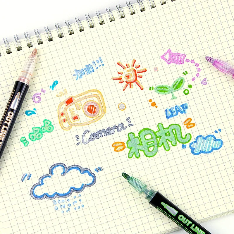 36 Color Double Line Outline A - Highlighter Set Pastel 评论和价格