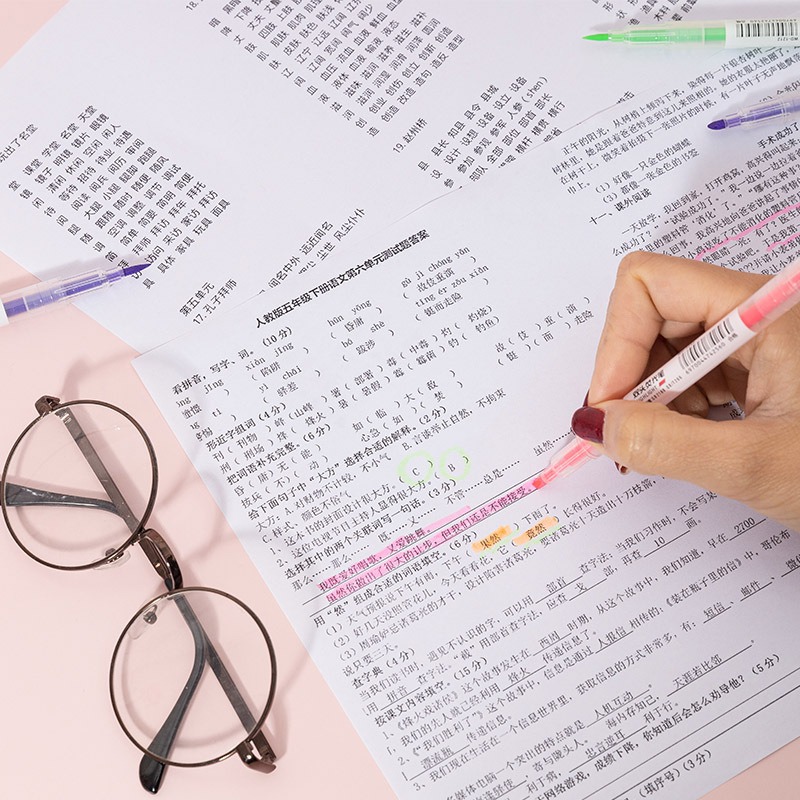 6 Pcs/pack Assorted Color Dual - Highlighter Set Pastel 评论和价格