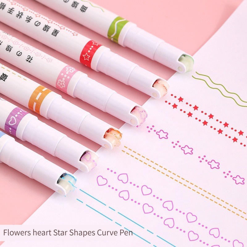 6Pcs/Set Colored Curve Pen Flo - Highlighter Set Pastel 评论和价格