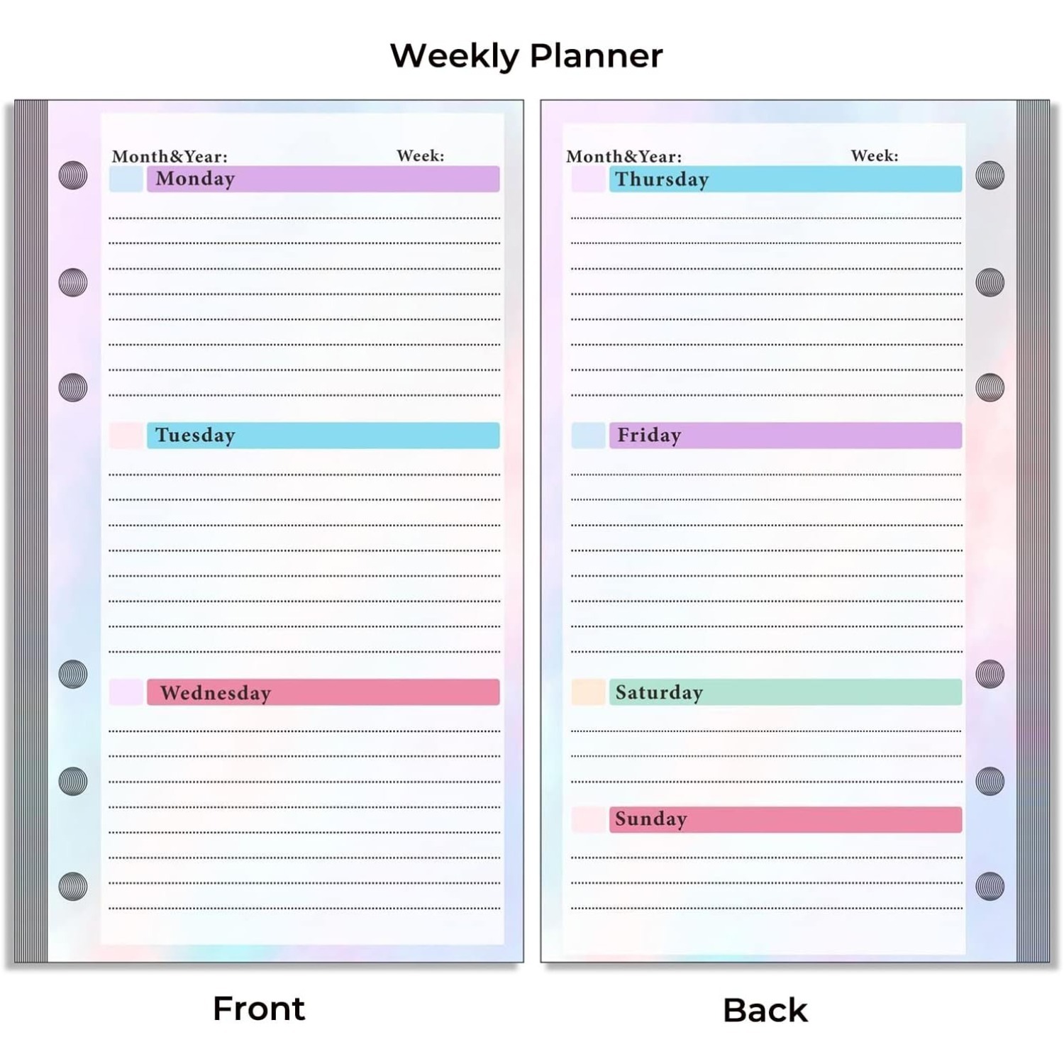 Set of 6-hole A6 binder refill - Planner Weekly Budget 评论和价格