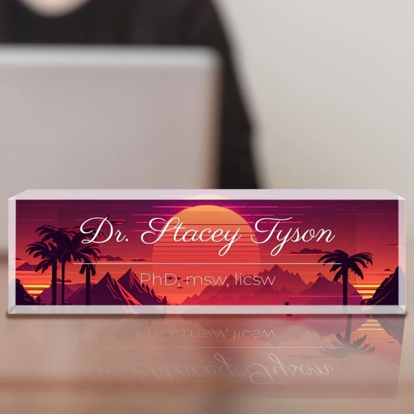 [2D Flat] Sunset Design Custom - Desk Name Plate 评论和价格
