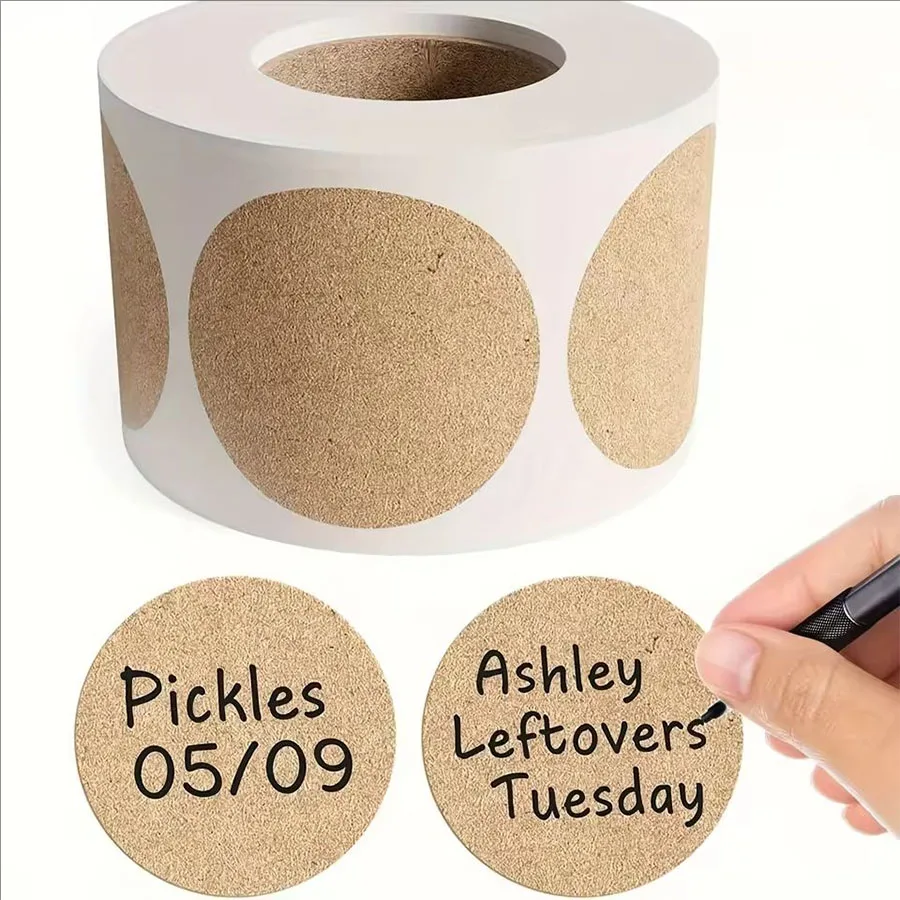 500 Pcs / 1 Roll ，kraft Round  - Sticker Label Roll 评论和价格