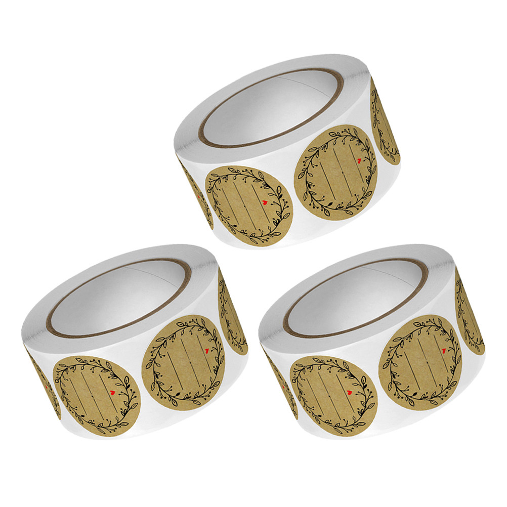 3 Rolls Kraft Paper Round Labe - Sticker Label Roll 评论和价格